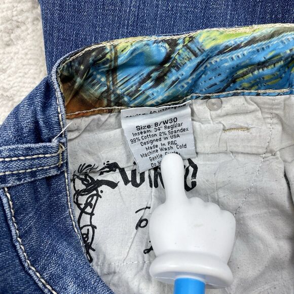 Adiktd Jeans Women's Embroidered Blue Denim Medium Wash Straight Leg Size 8 W30 - Picture 3 of 7